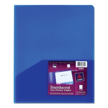 AVERY DENNISON Translucent Two Pocket Cover, Blue 47811
